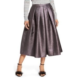 Halogen x Atlantic-Pacific Women Purple Midi Skirt Size S Glitter Holiday Party